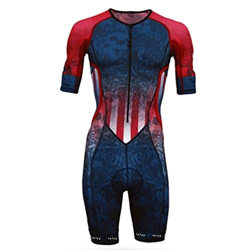 Jersey in Bicicletta Set Triathlon Suit Uomo Body Jersey Skinsuit Bicycle Splash Vestiti velocità velocità Tuta in Maglia Culotte (Color : 02, Size : Large)