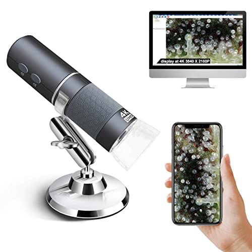 Ninyoon 4K WiFi microscopio per iPhone Android, da 50 a 1000X USB Wireless Digital Scope Fotocamera per endoscopio Super HD compatibile con telefono Android Tablet iPhone iPad Windows Mac Chrome Linux