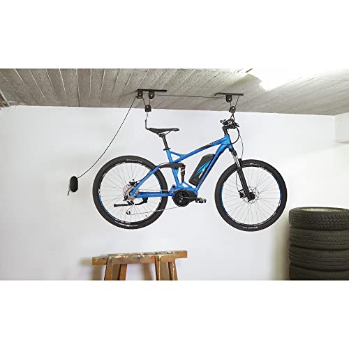 Fischer Supporto per biciclette ed e-bike, portata fino a 30 kg, sollevatore a soffitto con altezza fino a 4 m, meccanico