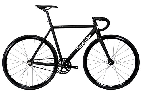 FabricBike Light PRO – Fixed Gear Bicicletta, Single Speed Fixie Completa mozzo, Telaio in Alluminio e Forcella, Ruote 28, 4 Colori, 3 Dimensioni, 8.45 kg (Taglia M) (Light PRO Matte Black, M-54cm)