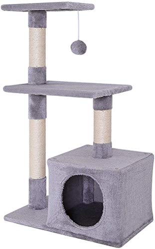 lionto by dibea Tiragraffi per gatto albero tiragraffi gatto gioco giocattolo gatti Altezza 85 cm Grigio chiaro