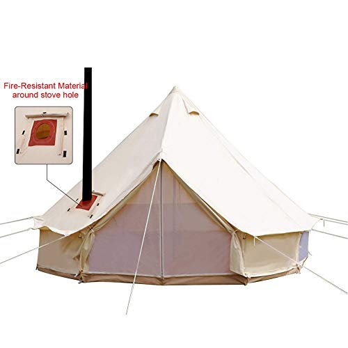 TentHome - Tenda a campana in cotone, impermeabile, con parete e foro per camino, per campeggio all'aperto, escursionismo, feste, 4 stagioni, 4M