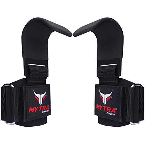 Mytra Fusion - Cinghie per sollevamento pesi, per allenamento, bodybuilding, powerlifting, sollevamento pesi, palestra e allenamento (Black)