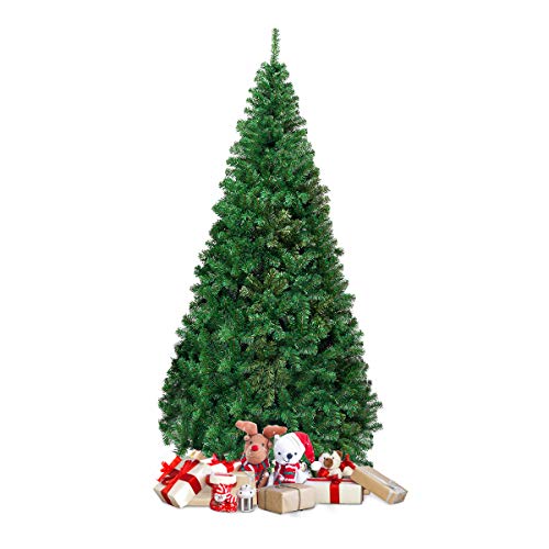 COSTWAY Albero di Natale Artificiale Pino con Supporto in Metallo, Verde, 150-240cm (210cm)