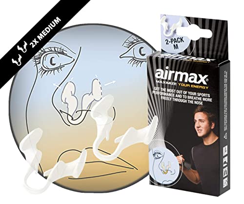 AIRMAX SPORT Medio | dilatatore nasale per una migliore respirazione attraverso il naso. Ottimizzazione del 176% di ossigeno. Appositamente sviluppato per l'uso durante l'esercizio fisico. Airmax è utilizzato da atleti professionisti. Pacchetto Medio 1 + 1 gratis