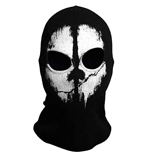 TRIXES Maschera Fantasma - Passamontagna da Uomo - Maschera Viso - Maschera Orrore - Maschera per Sci Travestimento - Cosplay - Airsoft Motociclismo Paintball - Taglia Unica - Colore Nero