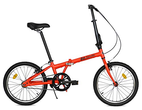FabricBike Folding Pieghevole in Alluminio, 20', Bicicletta Single Speed, 3 Colori (Matte Red)