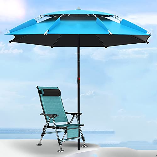 WSPP Ombrellone da Giardino 240cm, Protezione Solare UV50+Ombrellone da Balcone, Ombrellone da Spiaggia Antivento per Pesca, Blu (Size : 2.2M)