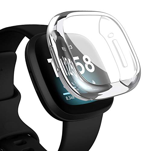 Amial Europe -- Cover Compatibile con Fitbit Versa 3 Proteggi Schermo Smartwatch Case in TPU Custodia Morbida [Extra Protezione] [Anti-Graffio] [Ultra Sottile] (Trasparente)