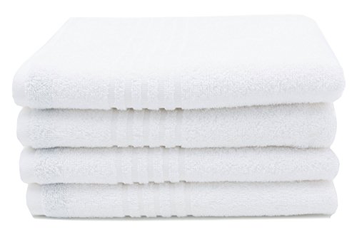 ZOLLNER 4 asciugamani, 100% cotone, 50x100 cm, bianchi