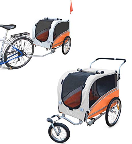 PAPILIOSHOP ARGO Rimorchio carrello per bici passeggino trasporto cane animali (Arancio, Large)