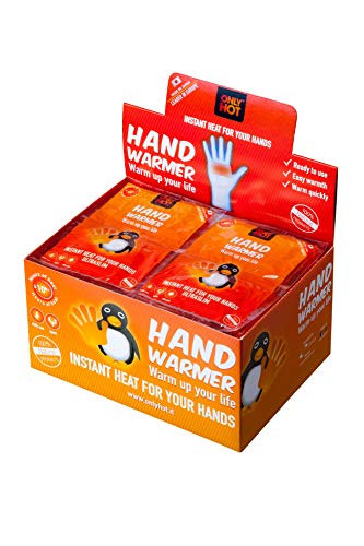 Hand Warmers Only Hot, scaldini scalda mani autoriscaldanti, 12 ore mani calde, pronti all'uso e naturali, display box da 40 paia