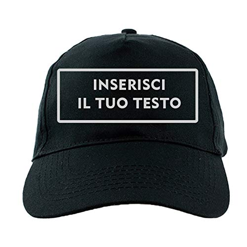Cappello Nero da Baseball Ricamato con Logo o Scritta Personalizzata - Nero