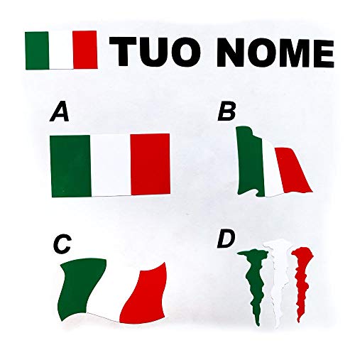 Scritta Adesiva Personalizzata con nome e Bandiera Italia, Nomi Personalizzabili, Adesivi Personalizzati con Bandiera per Biciclette, Scritte adesive e bandierina italiana