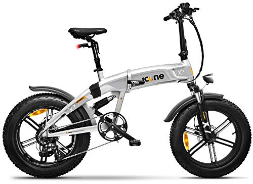 giordanoshop Fat-Bike Bicicletta Elettrica Pieghevole a Pedalata Assistita 20' 250W Icon.E iCross X7 Stardust Silver