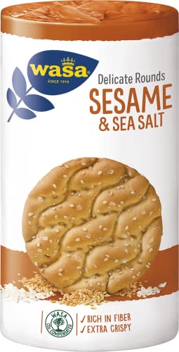 Wasa Runda Sesame & Sea Salt, Pane Croccante con Semi di Sesamo e Sale Marino, Ricco di Fibre, 290 gr