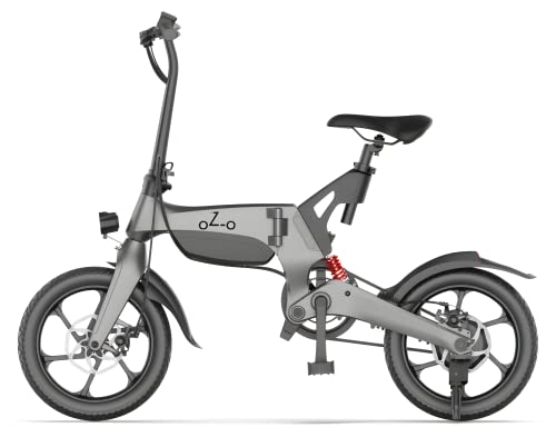 oZ-o EB16 - Bicicletta Elettrica Pieghevole da Città | Batteria 8.7Ah rimovibile con chiave | Ruote 16'| Telaio in lega di Magnesio | Pedalata assistita | Ammortizzatore Centrale | Marchio Italiano