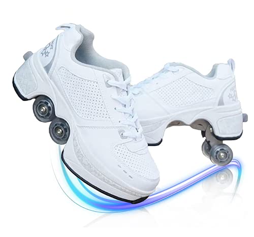Scarpe con Rotelle Pattini A Rotelle 4 Ruote LED Skateboard Sneakers Scarpe Sportive con Rotelle Pattini in Linea per Adulti Unisex
