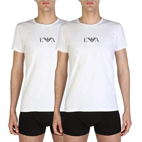 Emporio Armani Uomo 2-Pack T-Shirt Essential Monogram Maglietta, Bianco White White, M