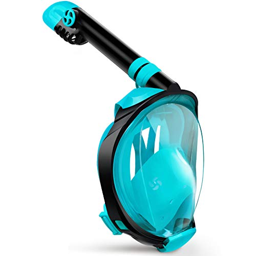 X99 Maschera Subacquea, Maschera Snorkeling Integrale 180 Vista panoramica Dry Top Design Sicuro Anti-Appannamento e Anti-perdite con Supporto Staccabile per Fotocamera Sportiva per Adulti e Bambini