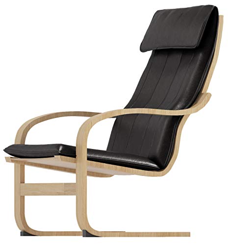 Fodera di ricambio personalizzata, la copertura per sedia Poang in finta pelle è realizzata su misura solo per poltrona Ikea Poang. Una copertura di ricambio Poang. Similpelle, colore nero.