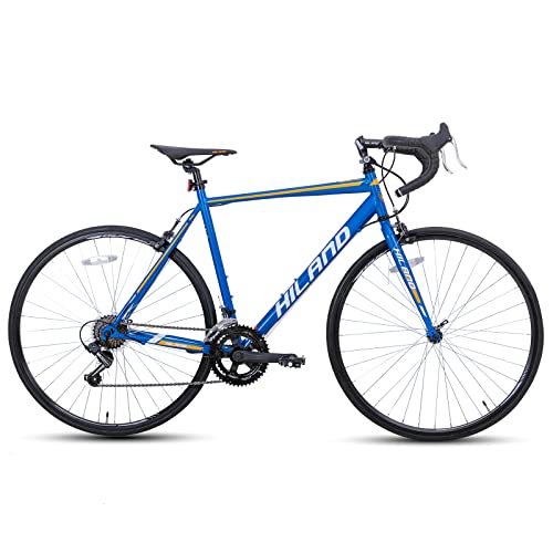 Hiland Bicicletta da Corsa 700C, Telaio in Acciaio con Cambio a 14 Marce con Freno a Morsetto per Uomo e Donna, 58cm, Colore Blu…