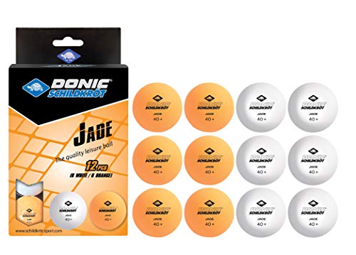 Donic-Schildkröt Palline da Ping Pong Jade, Poly 40+ qualità, Confezione da 12, 6X Bianco/6x Arancione, 618045