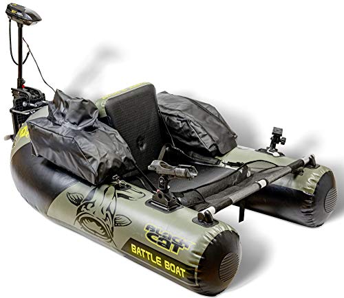 Black Cat Battle Boat Set – Bellyboot + motore elettrico per la pesca attiva dei cuccioli, barca da pesca per silvicoltura con motore elettrico per la pesca attiva