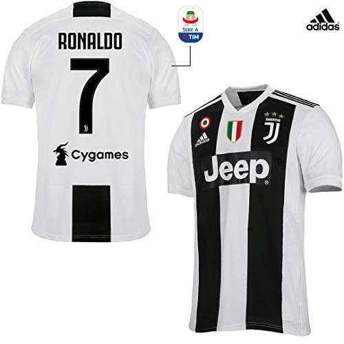 Juventus Maglia Ronaldo Gara Home Ufficiale 2018/19 - Originale - Bambino - Patch Scudetto e Coppa Italia Sempre Incluse - Taglia 140 cm 9/10 Anni - Patch Serie A