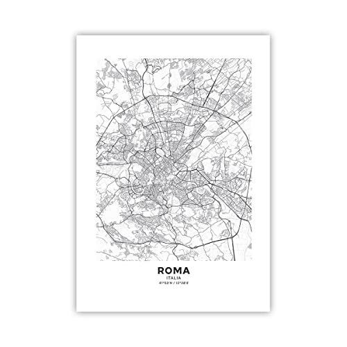 ARTTOR Poster - Poster senza cornice - Città Mappa Roma - 70x100 cm - Pronto da appendere - Home Decor - Quadri Moderni - Stampe artistiche da parete - Poster da parete - P2XPA70x100-4682