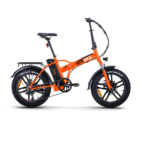 Bici elettrica STEBIKE pieghevole a pedalata assistita Bicicletta ST-3 Arancione Fat Bike