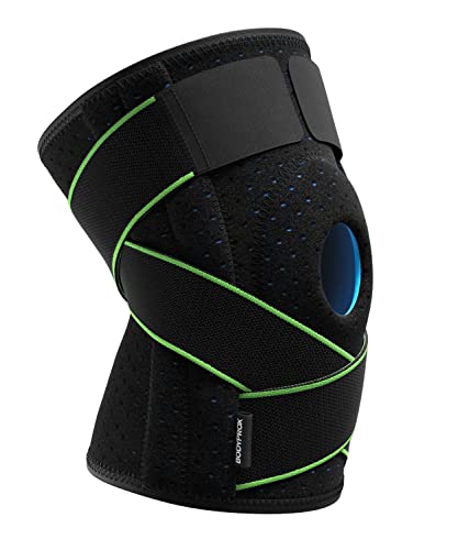 Tutore per ginocchio con stabilizzatori laterali e cuscinetti in gel per la rotula, per supporto del ginocchio