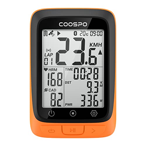 COOSPO Ciclocomputer GPS Senza Fili Cycling Computer Bicicletta Impermeable Wireless ANT+ e Bluetooth Supporto con Retroilluminazione Automatica, Display LCD da 2,4 Oollici