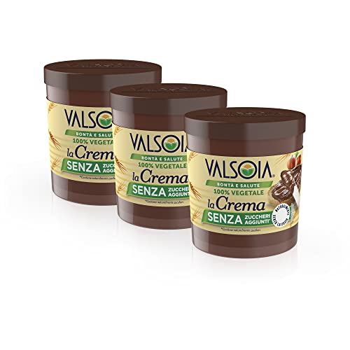 Valsoia - Crema Vegetale alle Nocciole con Cacao e Avena, 100% Vegetale, Senza Glutine e Olio di Palma, Naturalmente Senza Lattosio, Ideale per Vegani, 3 Confezioni da 200 g