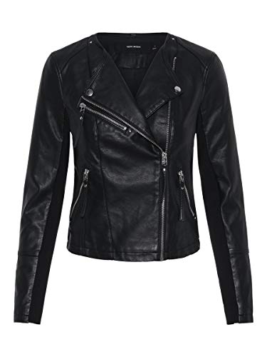 Vero Moda Vmria Fav Short Faux Leather Jacket Noos Giacca, Nero (Black Black), 44 (Taglia Unica: Medium) Donna