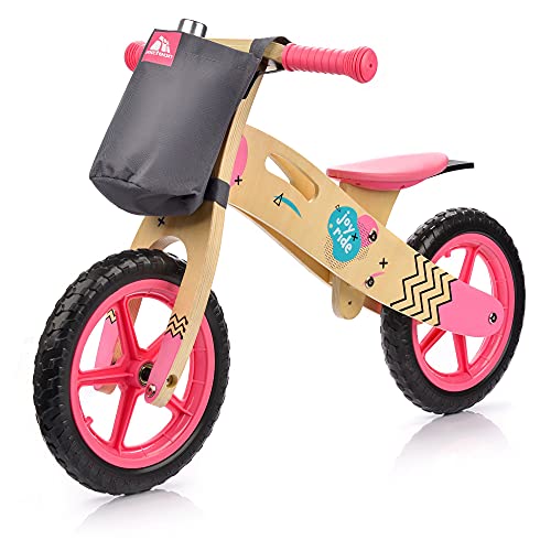 meteor Bici Senza Pedali Bicicletta Equilibrio Bambino Balance Bike - carico massimo 30 kg (bambini, JOY RIDE pink)