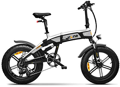 giordanoshop Fat-Bike Bicicletta Elettrica Pieghevole a Pedalata Assistita 20' 250W Icon.E iCross X7 Blackned Silver