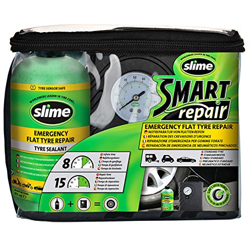 Slime Smart Repair Kit Riparazione Pneumatici Terra Emergenza, Include Sigillante e Pompa Gonfiaggio Pneumatici