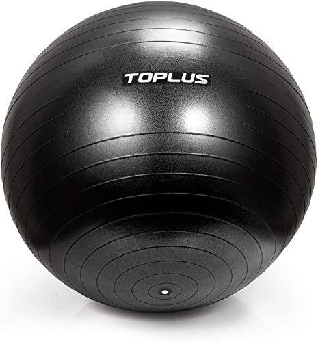 TOPLUS Palla Fitness, Palla di stabilità Anti-Scoppio e Extra Spessa con Pompa Rapida Palla da Ginnastica per Fitness Yoga e Pilates (Nero 65cm)