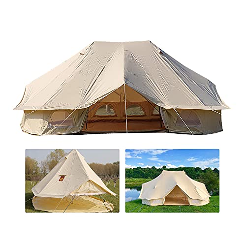 Cablo Tenda a campana per glamping, tenda da yurta in tela di cotone/tessuto di Oxford, tenda a campana impermeabile a 3 porte per 8-12 persone in campeggio, escursioni in famiglia (19,6 piedi / 6 m)