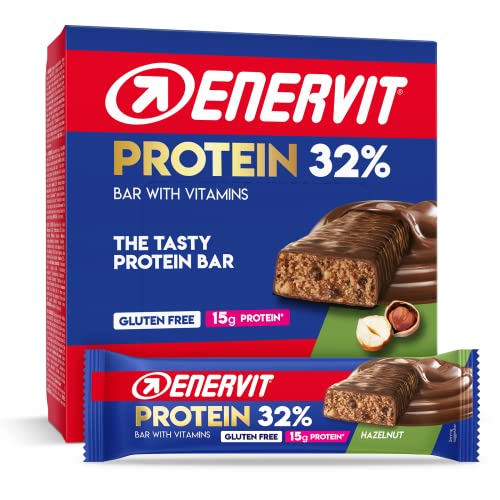 Enervit, Protein Bar 32% Bar Hazelnut, Barrette Proteiche Enervit, 15 Grammi di Proteine Barrette con Vitamina D e Vitamina B6, Gusto Lemon Cake, Senza Glutine, 12 Barrette da 48g
