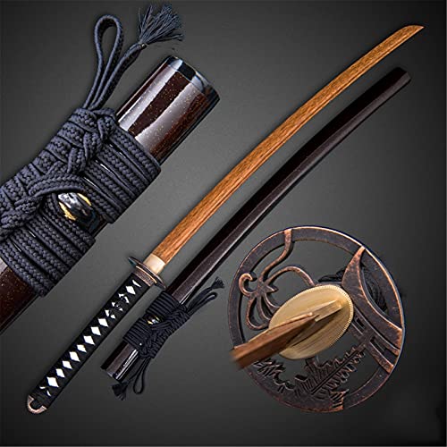 Katana in legno con fodero, Bokken fatto a mano da 103 cm, spada da samurai in legno wengé per cosplay, collezione, esposizione domestica, pratica Kendo-K