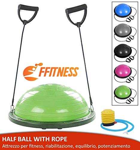 FMYBB70E Fitness Balance Ball (Ø 60 cm) Palla in ABS VC Gymball Training Board Semisfera Cupola Equilibrio Resistenza Forza Core (Verde)