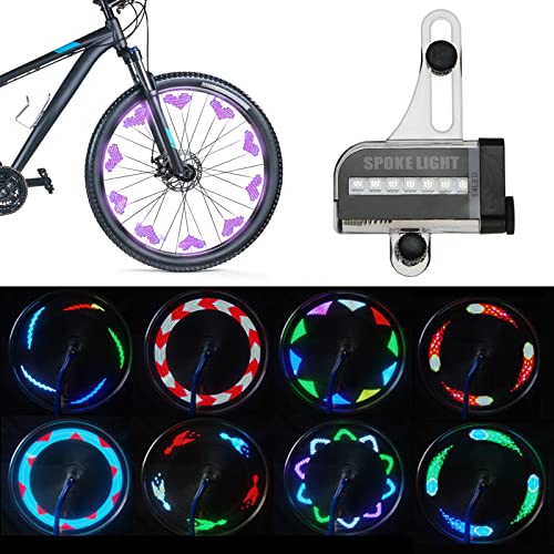 Geoyien Bici luci Raggi, Luci per Raggi Bicicletta, Luci LED per Raggi Bici, Super Impermeabile, può lampeggiare 32 Diversi Modelli, per Ruote di Bicicletta, Sicurezza (73 x 108mm, 1 Pezzo)