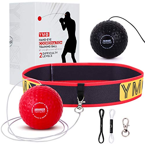 YMX BOXING Reflex Ball da Boxe - Pallina per Migliorare i Riflessi con Fascia Elastica - Gioco per l'Allenamento dei Tempi di Reazione e della Precisione - Attrezzatura per Pugilato e Arti Marziali