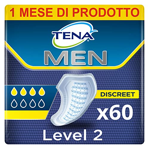 TENA MEN livello di protezione 2, Pacco Scorta Mensile - Protezioni assorbenti specifici per perdite urinarie maschili, discreti e confortevoli, 60 protezioni (6 conf. x 10 pezzi)