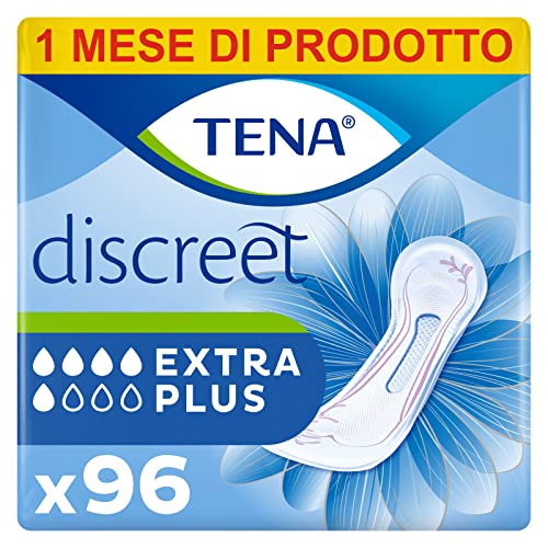 TENA Discreet Extra Plus InstaDry Pacco Scorta Mensile - Assorbenti per perdite urinarie femminili, discreti e confortevoli, 6 confezioni x 16 pezzi