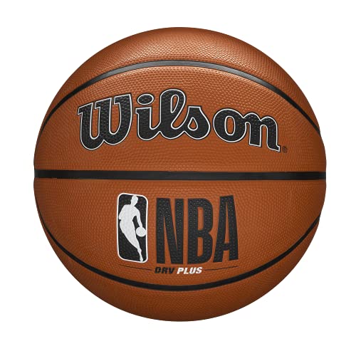 Wilson Pallone da Basket NBA DRV Plus Basketball, Utilizzo Outdoor, Gomma, Misura 7, Marrone