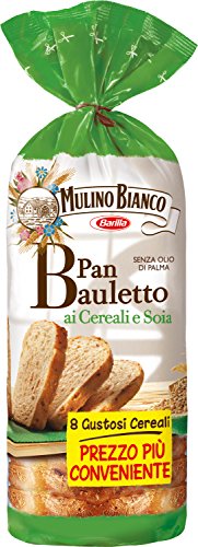 Mulino Bianco Pan Bauletto ai Cereali e Soia con 8 Gustosi Cereali, Senza Olio di Palma, Pane Saporito, Morbido e Nutriente, Ideale per Merenda o Spuntino, 400 g