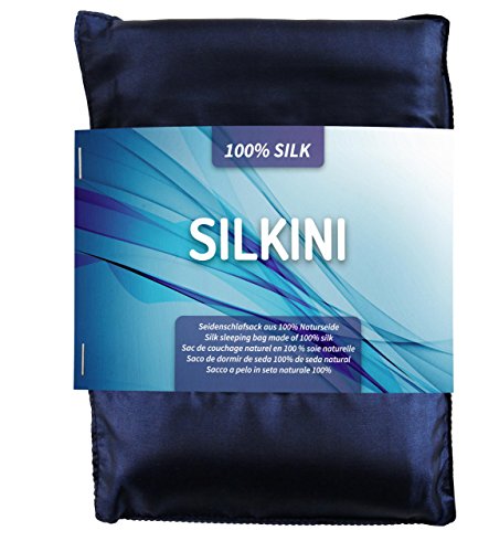 Silkini - Sacco a pelo in seta naturale 100%, azzurro